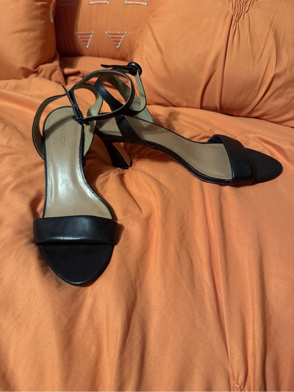 Classic Black Ankle-Strap Heeled Sandals by Bernardo